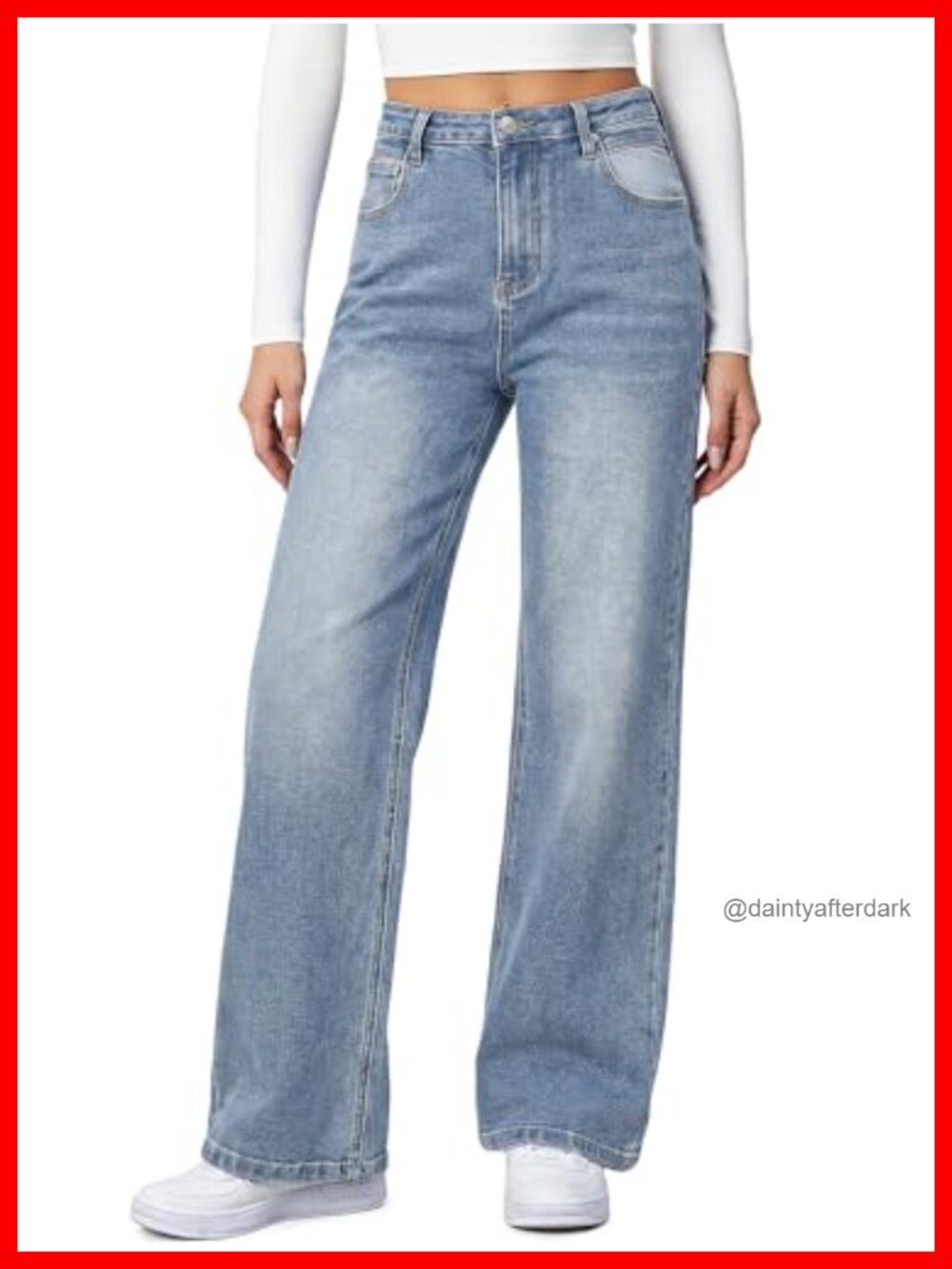 Baggy Stretchy High Waisted Wide Leg Jeans for Women Boyfriend Denim Pants with